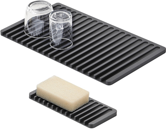 리본제이 워터플로우 실리콘 드라잉매트 2종세트, 1단, 그레이, 1세트