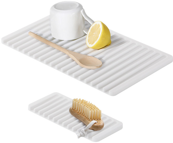 리본제이 워터 플로우 실리콘 드라잉 매트 2종 세트, 1단, 화이트, 1세트