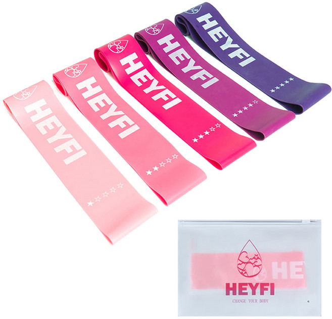 헤이피 라텍스 루프밴드 5종 풀세트 + 파우치, 핑크, 1개