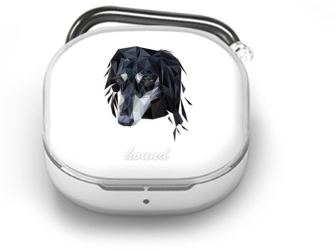 블랙독 디자인 갤럭시 버즈2pro/버즈2/버즈라이브/버즈프로 키링 투명 젤리 케이스, 블랙하운드