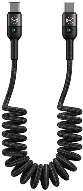 맥도도 코일 C타입 to C타입 PD 고속충전 케이블, 1.8m, 블랙, 1개