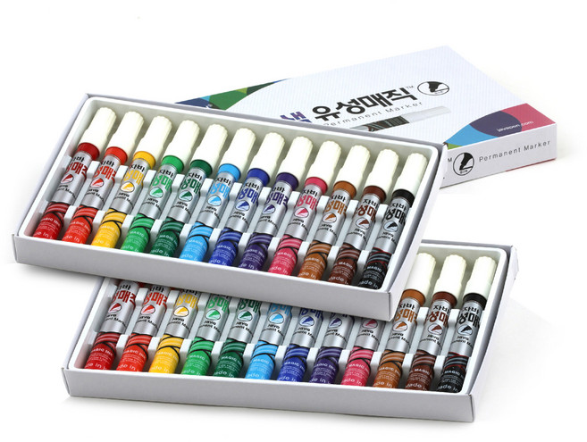 자바펜 유성매직 12색, 혼합색상, 24개