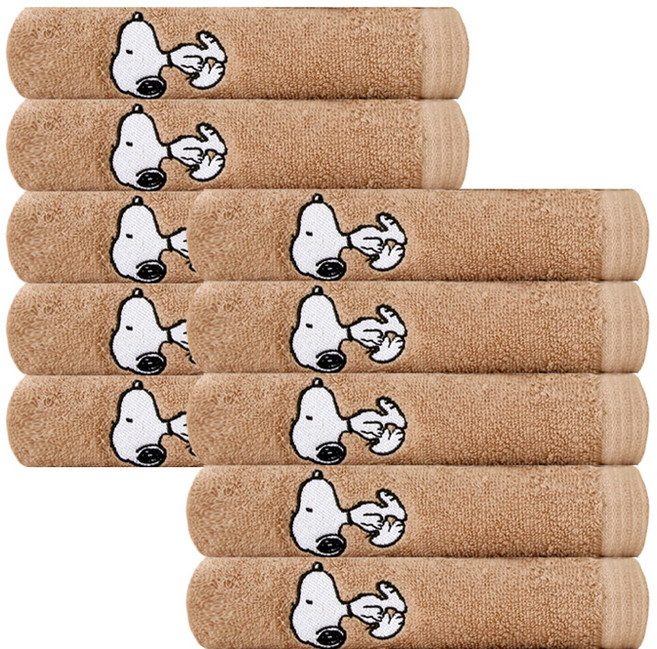 송월타월 스누피 베이직 세면타월 145g 30수 면사, 갈색, 10개