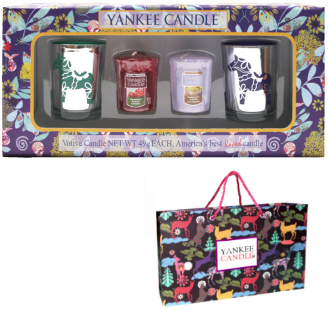 양키캔들 보티브 캔들 2종 + 실버나무 홀더 민트그린 + 퍼플 + 선물박스 + 쇼핑백, 랜덤발송