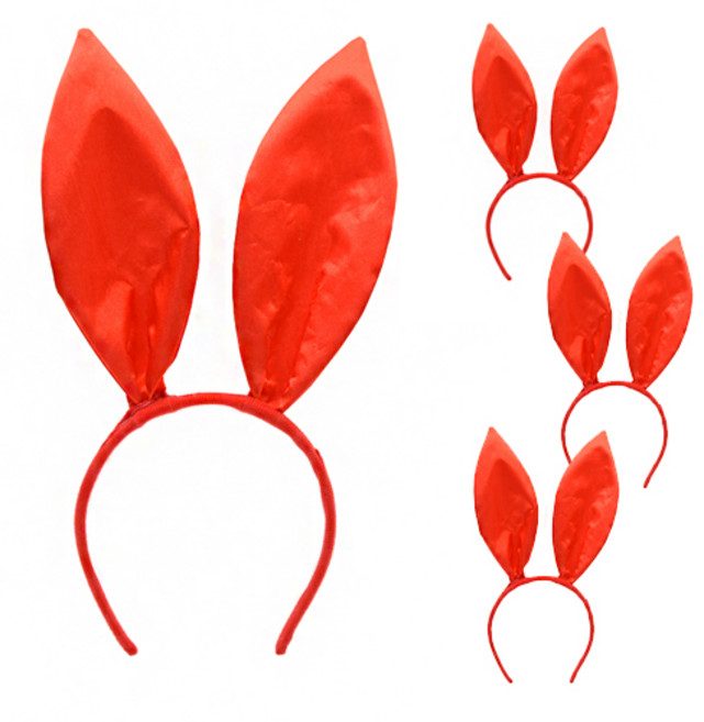 섹시 바니 머리띠, 레드, 4개