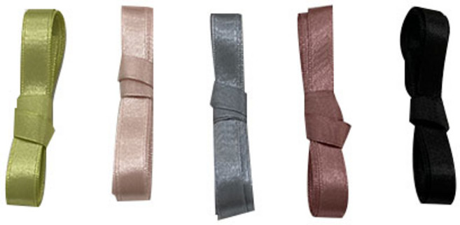 선물포장 공단리본끈 5종 x 2p, 연두, 연핑, 회색, 팥핑, 블랙