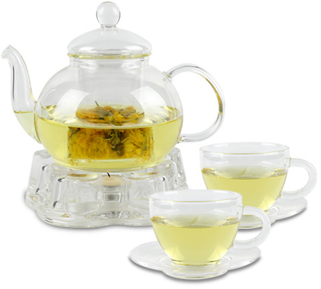 코맥 유리 티포트 400ml T7 + 티워머 소 T8 + 유리 찻잔 115ml x 2p + 찻잔받침 2p T9 세트, 1개