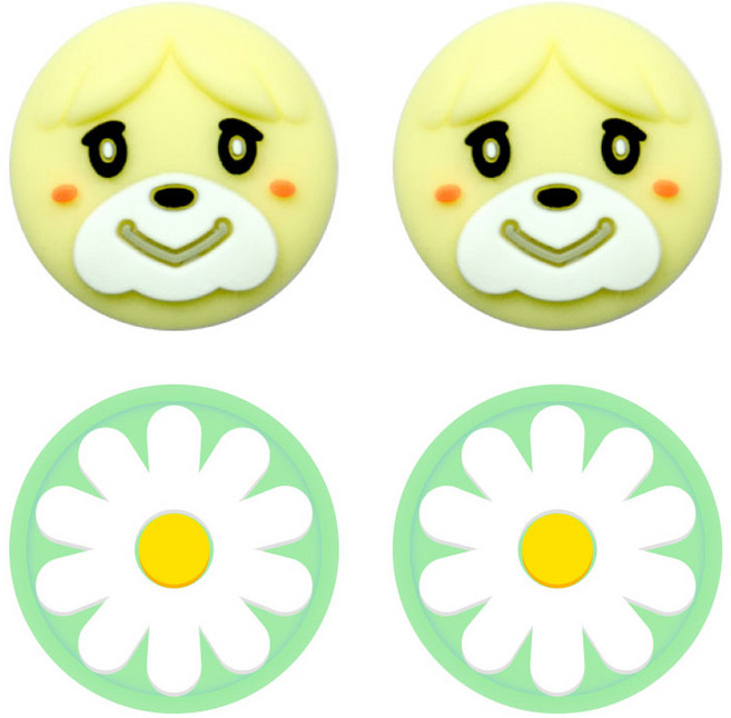 호후 닌텐도 스위치 스위치라이트 동숲 에디션 냥발 조이콘 스틱커버 시추 + 꽃, 1세트