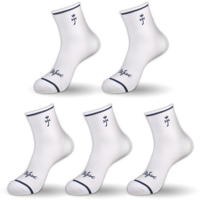 까스텔바작 논쿠션 중목양말 5족 세트 CSM-11, 화이트, 1세트