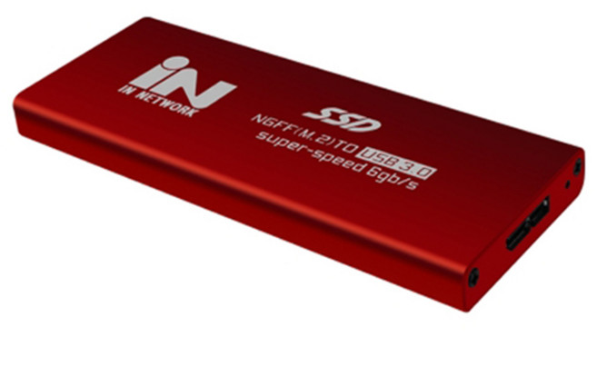 인네트워크 NGFF M.2 to USB3.0 SSD 외장하드 케이스 레드, IN-SSDM2R, 1개