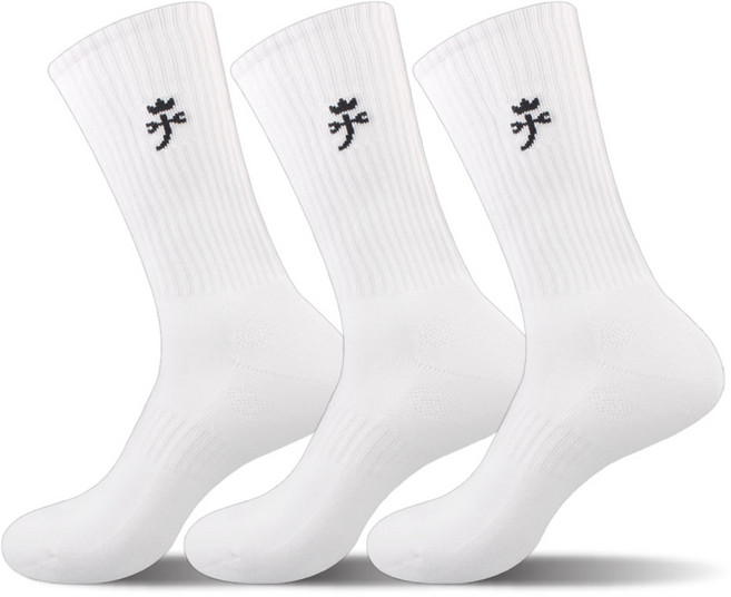 까스텔바작 쿠션 압박 크루 양말 CSM-17, 화이트, 3개
