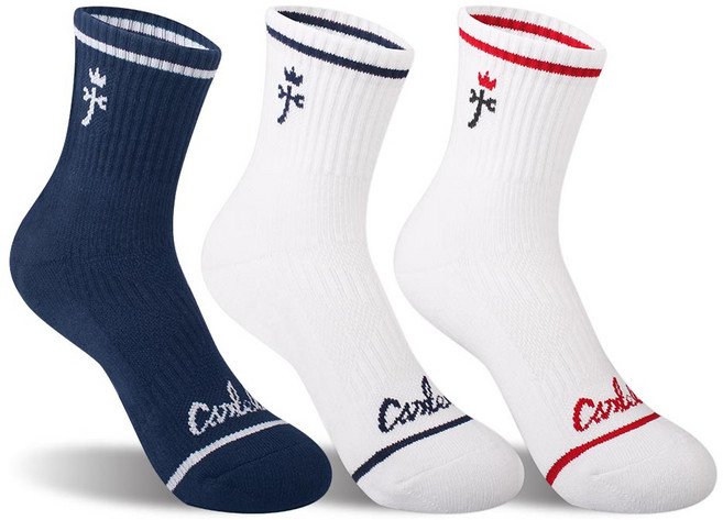까스텔바작 쿠션 압박 중목양말 CSW-01, 화이트레드 + 화이트네이비 + 네이비, 3개