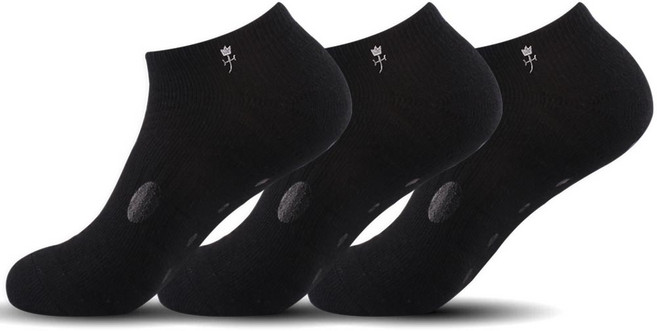 까스텔바작 논슬립 쿠션 압박 스니커즈 양말 3족 세트 CSM-19, 블랙, 1세트