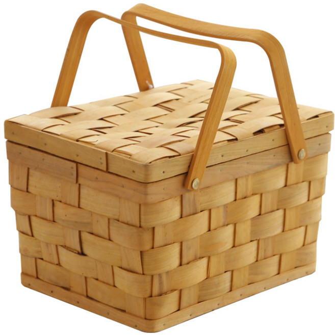 원목 피크닉 바구니, 옐로우, 1개