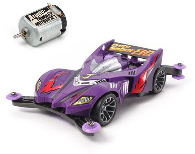 TAMIYA 田宮 Proto Saber Evo Premium AR 迷你四驅車 19448 + Atomic Tuned 2 馬達 15486 套裝, 混合色, 1套