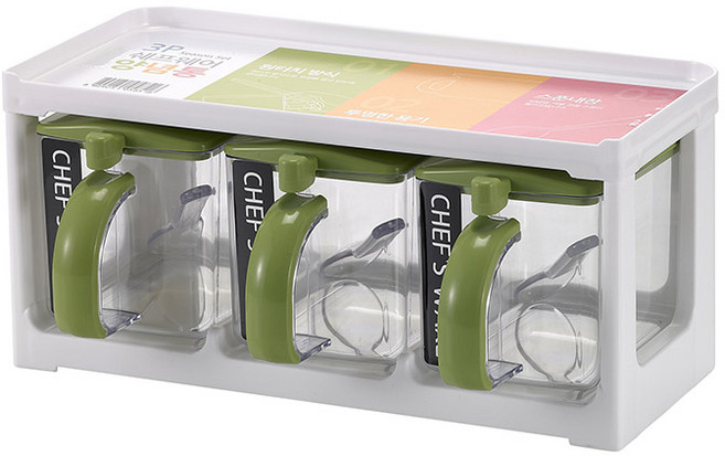 셰프웨어 양념보관함 세트 DY-025, 1세트, 양념통 3p + 스푼 3p + 양념통 틀