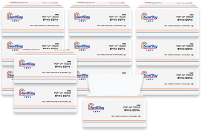 스웰데이 뽑아쓰는 팝업 미용티슈 3겹, 110매입, 12개