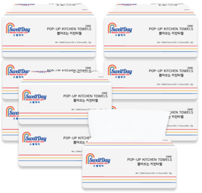 스웰데이 3겹 뽑아쓰는 키친타월 100매, 100개입, 9개