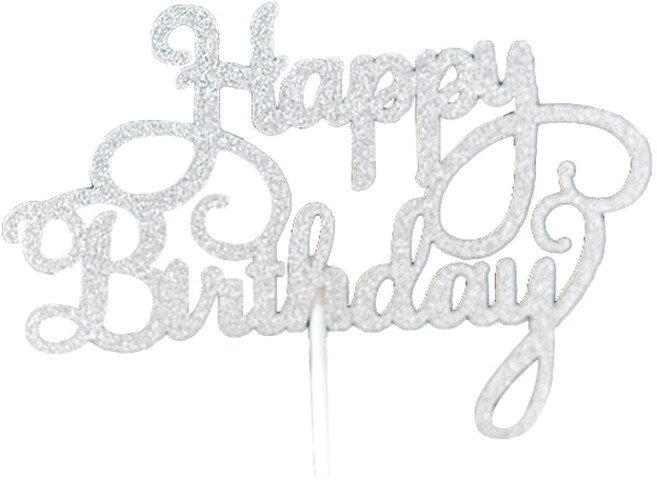 파티팡 생일 캘리그래피 케이크 토퍼, 실버, 10개
