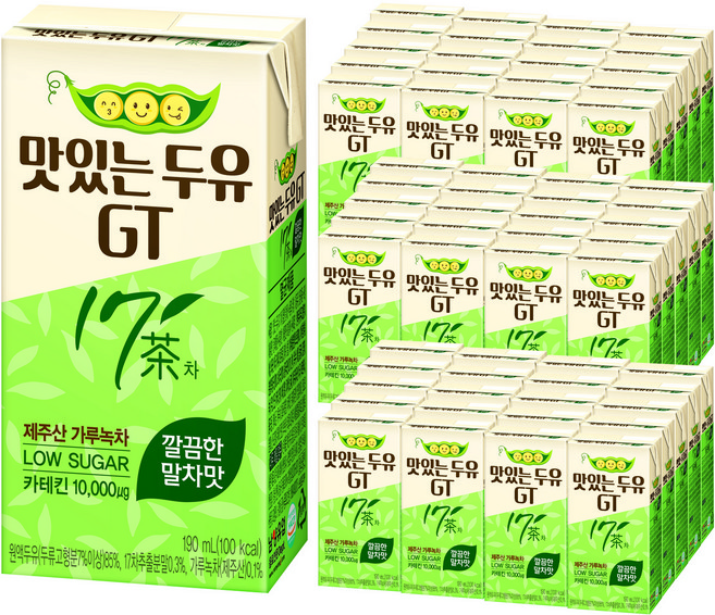 맛있는 두유GT 17차 깔끔한 말차맛, 190ml, 64개