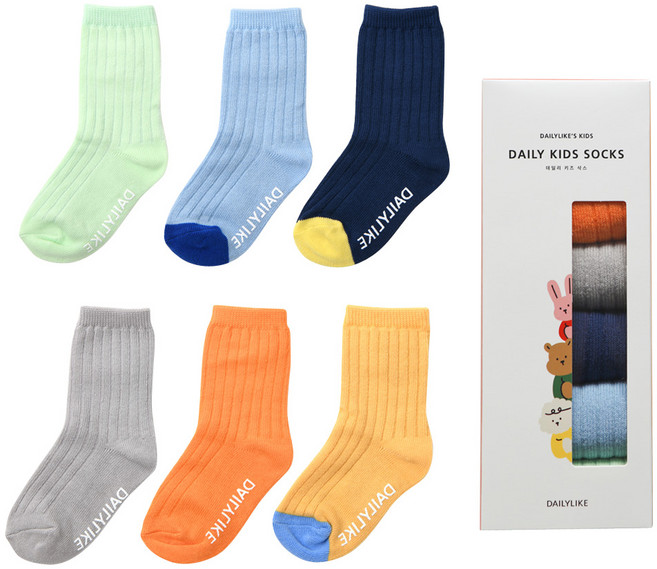 데일리라이크 아동용 컬러풀 리브 삭스 6종 세트