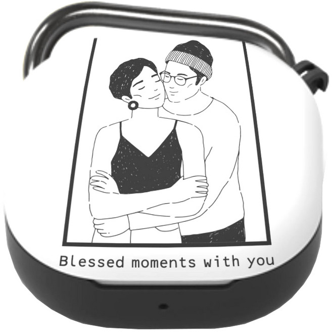 누아트 버즈라이브/버즈프로/버즈2 디자인 하드케이스, 백허그비니 커플, 1개