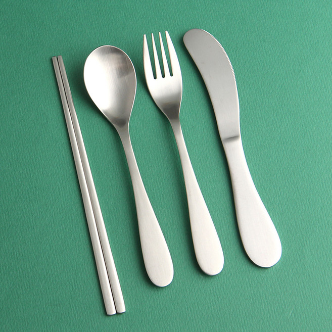 인스푼 라운드 어린이양식기 세트, 실버, 스푼 1p + 포크 1p + 나이프 1p + 젓가락 1p, 1세트