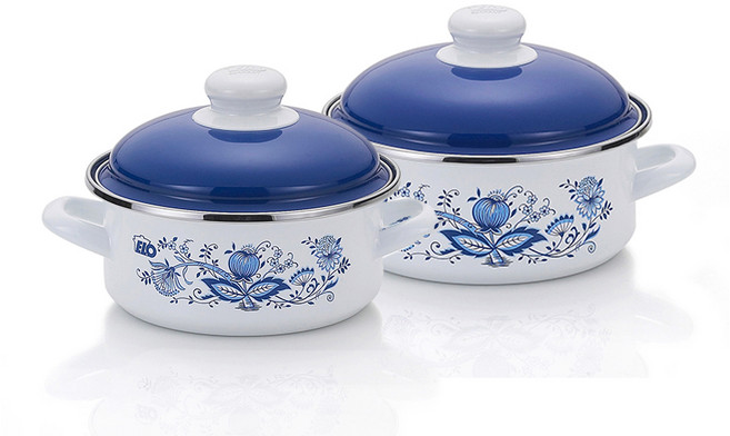 ELO 쯔비벨 인덕션 낮은형 법랑냄비 2종 세트, 혼합색상, 양수냄비 16cm + 18cm, 1세트