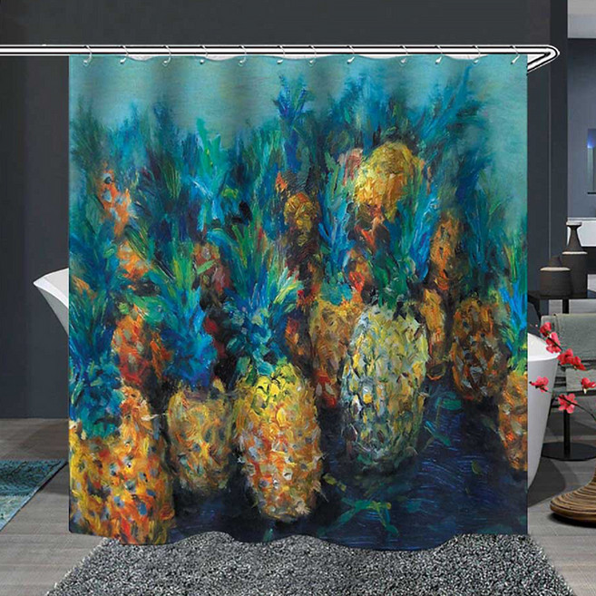 알럽홈 파인애플 패턴 방수 샤워커튼 PZ0361 165 x 180 cm, 1개
