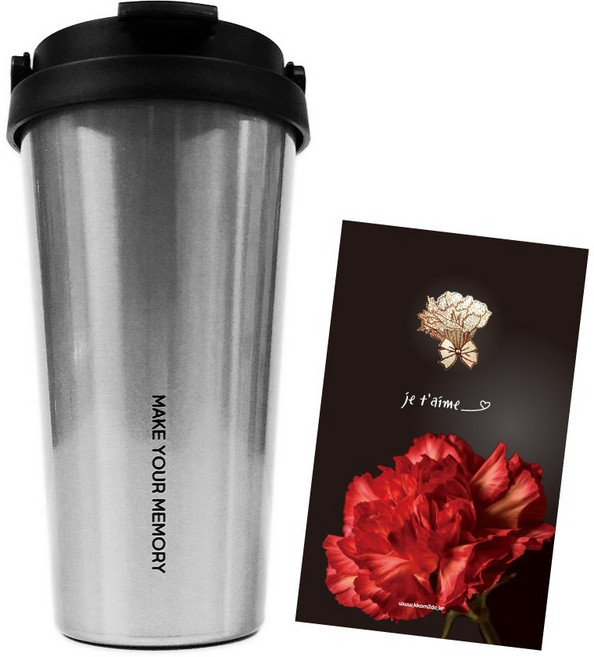 꼼꼬미 버킷텀 스텐 손잡이 보온보냉 텀블러 + 메탈스티커 랜덤발송, 크랭크실버, 700ml, 1개