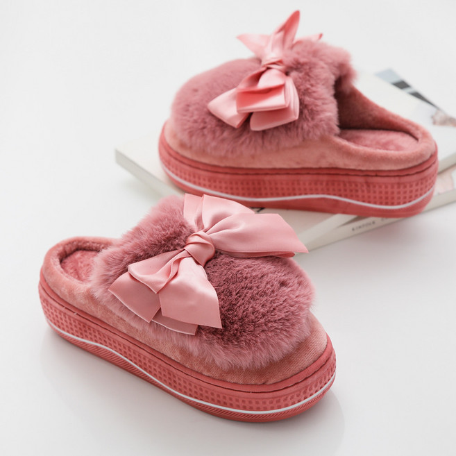 갓슈 여성용 공단 멀티리본 통굽 슬리퍼