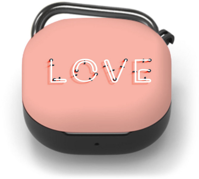 누아트 버즈라이브/버즈프로/버즈2 디자인 하드케이스, 네온러브 핑크, 1개