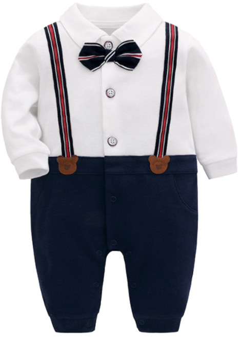 아이엠베베 나비 타이 긴팔 턱시도 유아 우주복