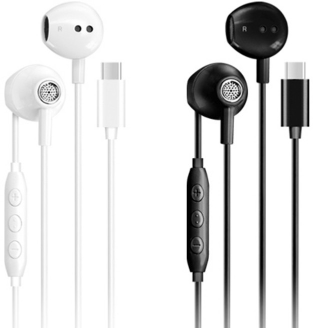 코시 C타입 유선 이어폰 2종 세트 1.2m, EP3508C, 화이트, 블랙