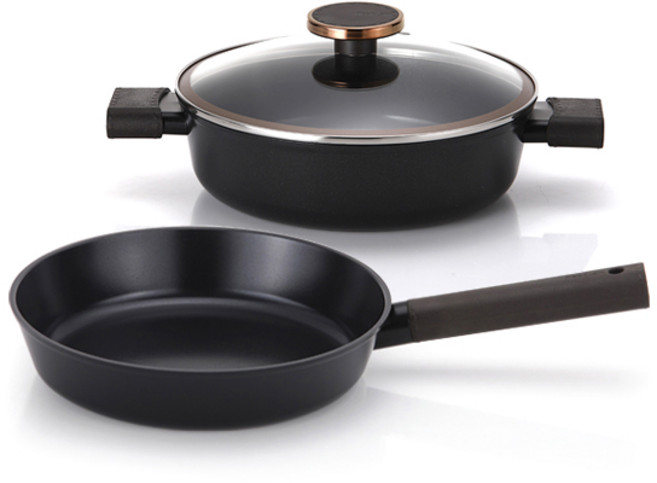 네오플램 인덕션 노블레스 냄비 프라이팬 2종 세트, 혼합색상, 전골냄비 24cm + 프라이팬 24cm, 1세트