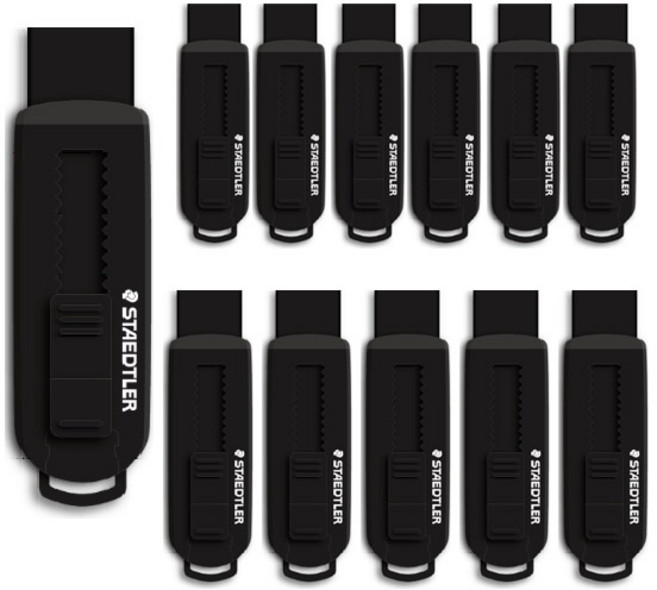 스테들러 슬라이딩 지우개 525 PS, 12개, 블랙