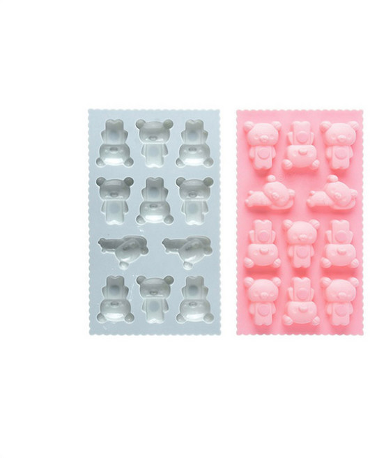 실리콘몰드 서있는곰돌이 11구 2종 세트, 블루, 핑크, 1세트