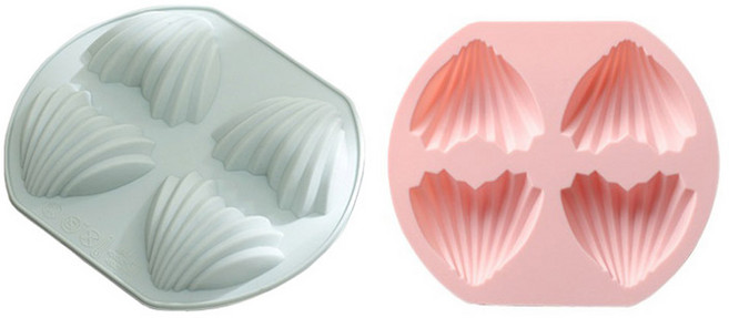 실리콘몰드 하트마들렌 4구 2종 세트, 블루, 핑크, 1세트