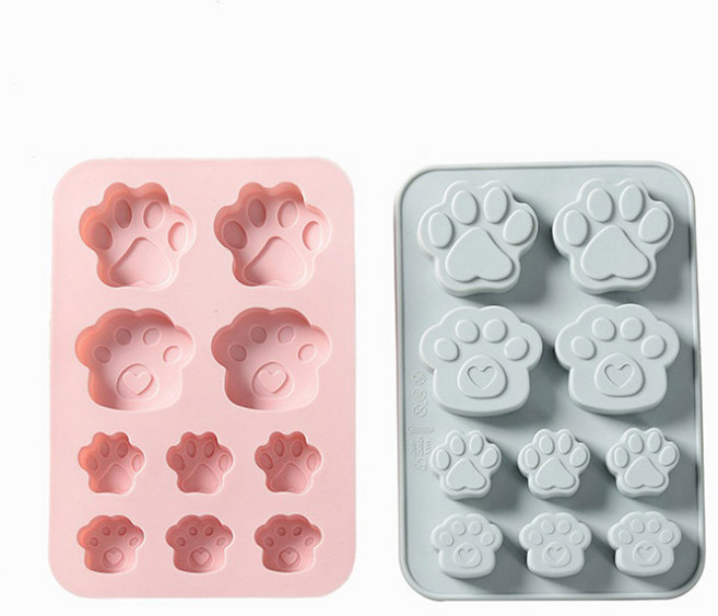 발바닥 실리콘 몰드 10구, 블루 + 핑크, 1세트