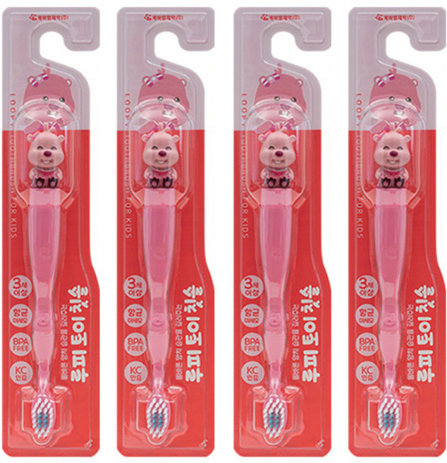 케이엠제약 루피 토이 유아칫솔, 혼합색상, 1개입, 4개