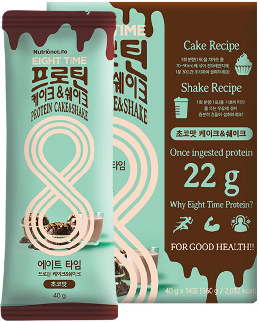 에이트타임 프로틴 케이크앤 쉐이크 분말, 40g, 14개