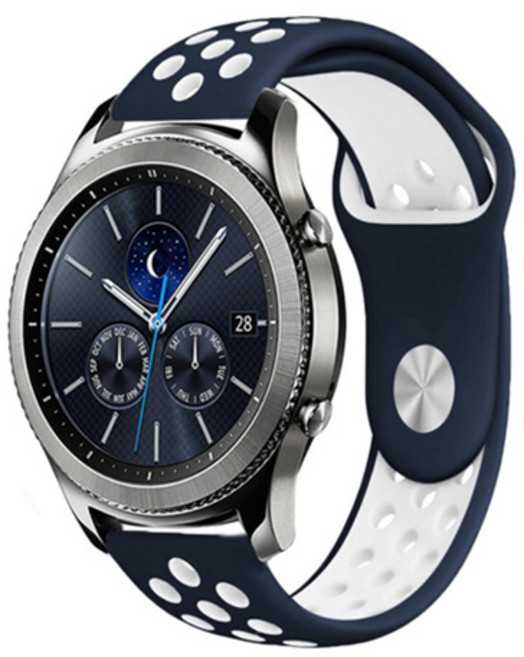 뽀마 갤럭시 프론티어/기어S3/워치3 (45/46mm) / 22mm 스포츠 스트랩, 네이비화이트, 1개