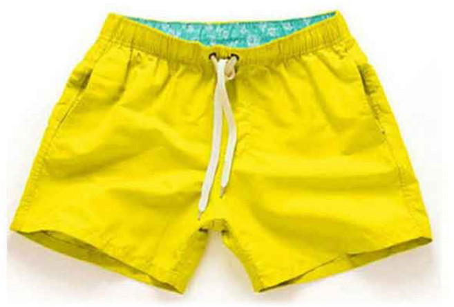 남성용 3부 비치 반바지, 옐로우