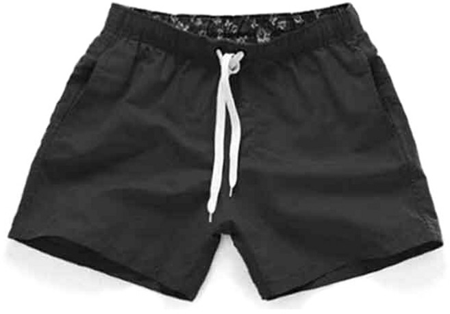 남성용 3부 비치 반바지, 블랙