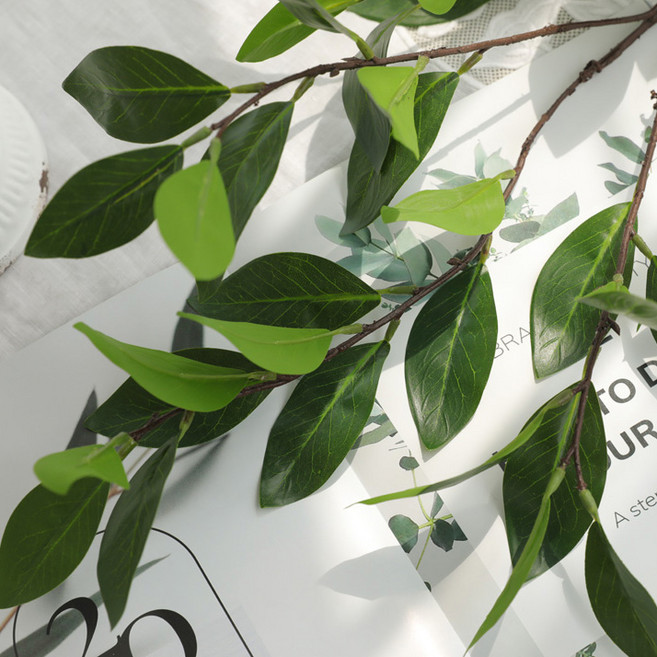 미스모네 조화 레몬잎 인테리어 가지, 그린, 1개