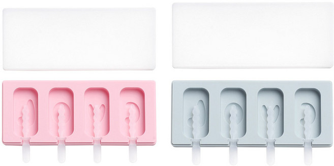 차칸쿡 실리콘스틱몰드 LOVE 4구 2종 세트, 블루, 핑크, 1세트
