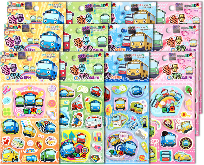 타요 붕붕 말랑 스티커 4종 x 3p세트, 혼합색상, 1세트