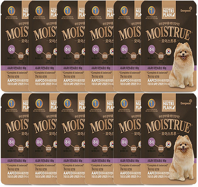 동원뉴트리플랜 시니어 모이스트루 강아지 습식사료 12p, 닭, 80g, 12개