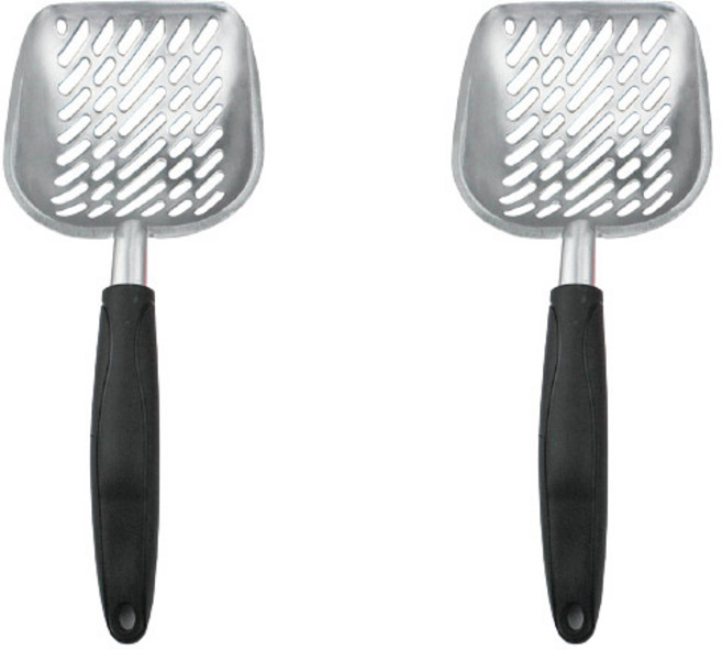 GUNU 알루미늄 고양이 화장실 모래삽 2p, 블랙