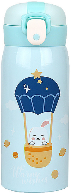 애니멀프렌즈 원터치 보온보냉 텀블러 토끼, 스카이블루, 350ml, 1개